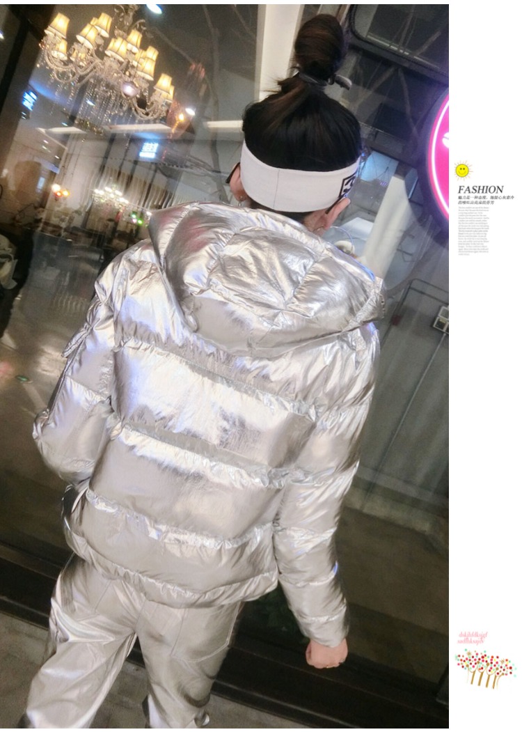 Mùa thu đông 2018 mới của phụ nữ Hàn Quốc bạc hai mặt quần áo trùm đầu bằng cotton áo phao bomber nữ