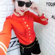 Mùa thu mới của Hàn Quốc thời trang cao eo thon vàng đen khóa ngắn quần short nữ giản dị hoang dã quần rộng ống rộng chân quần