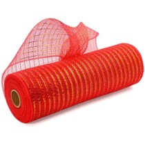Christmas Deco Mesh Ribbon with Metallic Foil Each Roll for