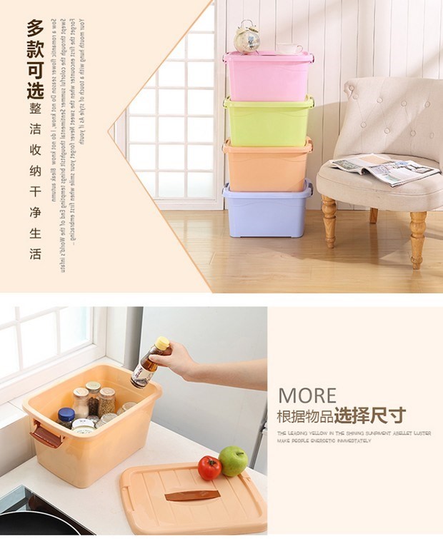 hộp nhựa có nắp Trung bình 65L kích thước nhỏ hộp lưu trữ lớn để bàn hộp nhựa lưu trữ trong suốt hộp lưu trữ hộp lưu trữ gia dụng hộp nhựa pp