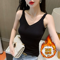 Черный, бархатный, эффект подтяжки, V-образный вырез