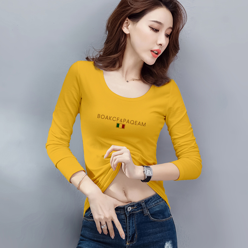 Cotton Long-Sleeve T-Shirt for Women, Round Neck, 2026 Autumn New Style, Slim Fit, Women's Inner Wear, Plus Size, Tight-Fitting Base Shirt