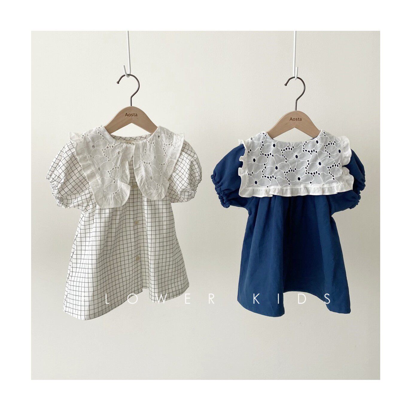 Flowers Pediatrics South Korea Summer Discount Aosta Girl Hollowed-out Lace Big-to-Child Fancy Dress