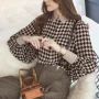 Áo sơ mi kẻ sọc nữ dài tay voan Harbor Vintage Áo sơ mi cổ điển Lantern lỏng Loose chic Đầu thu 2018 Mới áo sơ mi loang màu