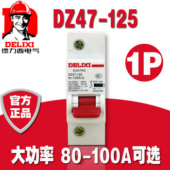 Dz47-125 Delixi 80A High Current 1P Miniature Circuit Breaker 100A High Power 125A Air Switch