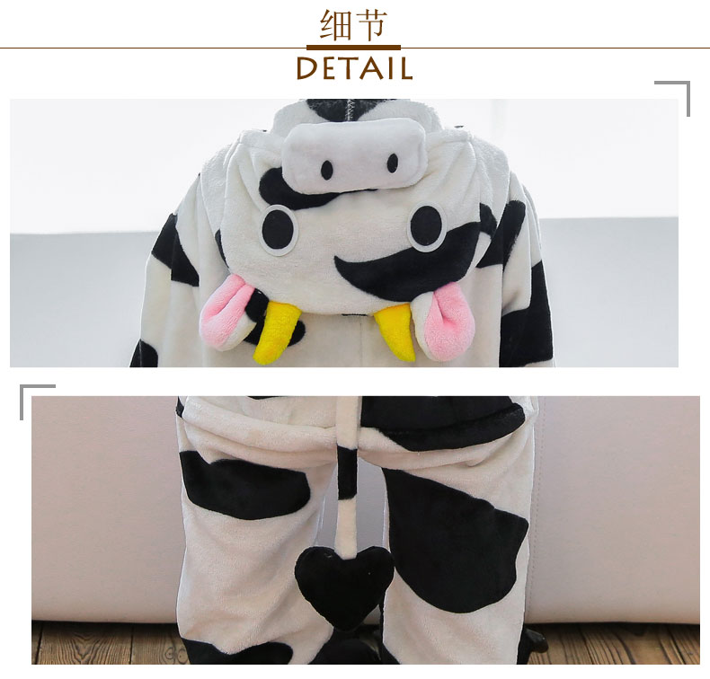 Mùa thu và mùa đông bò flannel bé phim hoạt hình động vật đồ ngủ một mảnh bé trai và bé gái học sinh san hô lông cừu khủng long đồ ngủ áo liền quần cho bé an toàn