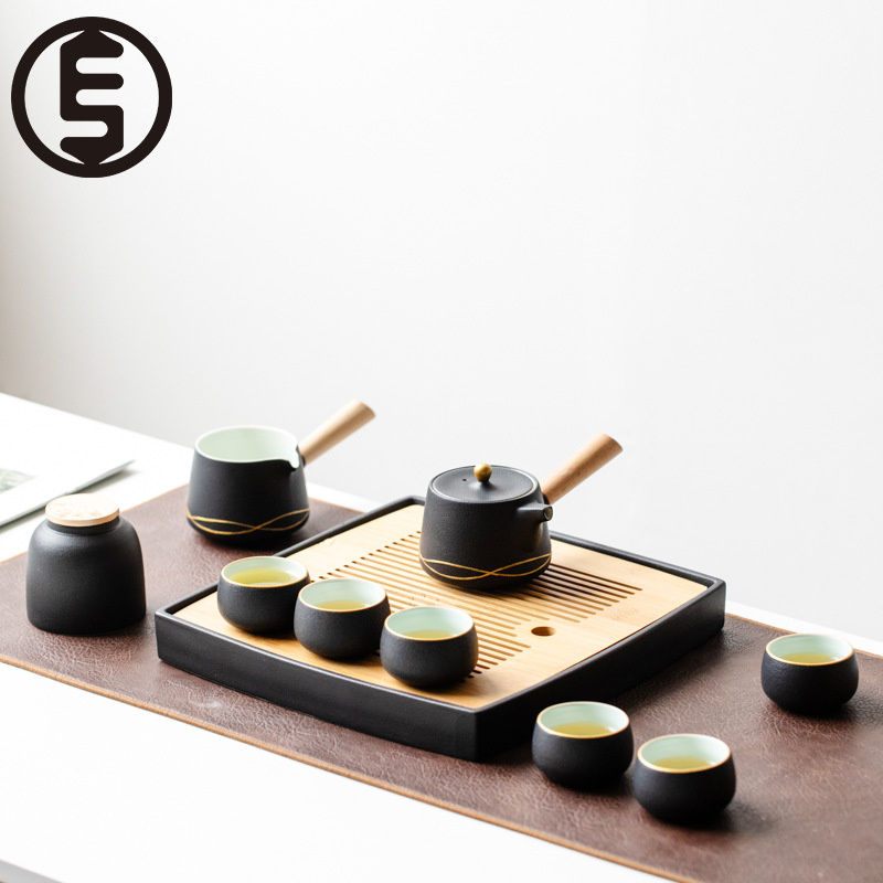 ESSONIO tea set suit home living room minimalist ceramic dry tea tray light lavish with dark tautofu tea furniture-Taobao