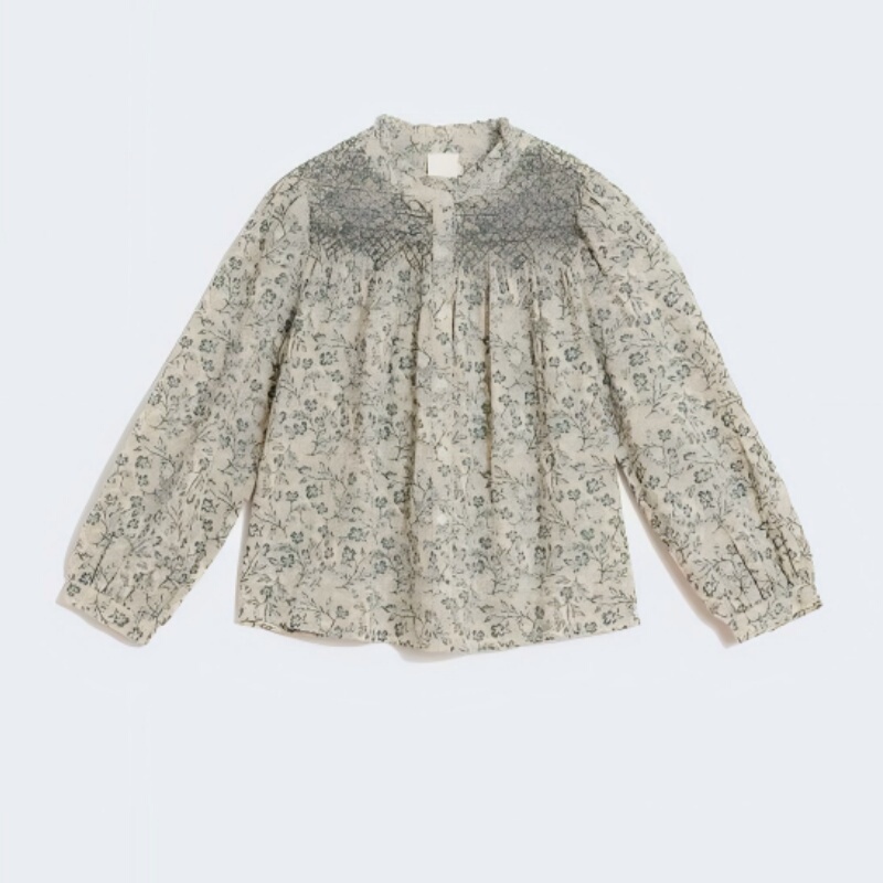 Ic Gray-Green Printed Ruffle Collar Shirt (6) Ic Gray-Green Printed Ruffle Collar Shirt (6)