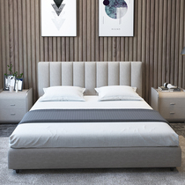 Bed Modern simple Nordic master bedroom wedding bed 1 8 meters double bed Small apartment 1 5 storage ins net red fabric bed