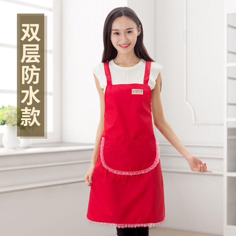 Double waterproof adult female Korean version kitchen home cute apron princess sleeveless protective dress cover dress skirt