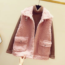 Short Lamb hair vest female Korean version 2020 Autumn and Winter new fur one horse vest padded plush jacket
