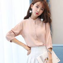 2020 Summer new Han Fan temperament shirt female Joker coat seven-point sleeve loose cotton shirt sweet academic style