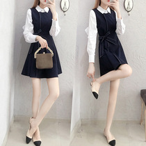 Small suit autumn 2021 new temperament shirt slim-fit high two-piece set short skirt womens early spring