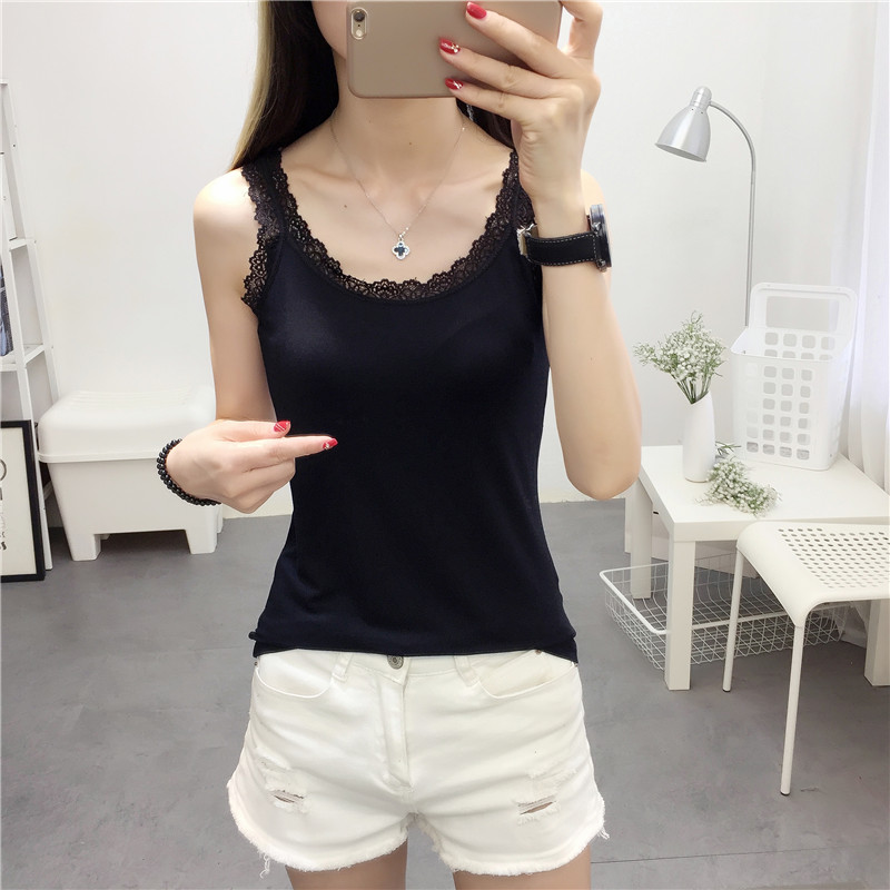Yếm trong nữ 2018 mới mùa hè hoang dã ren bên vòng cổ màu cơ sở mỏng mỏng t- shirt áo sơ mi nhỏ áo sơ mi áo kiểu nữ đẹp