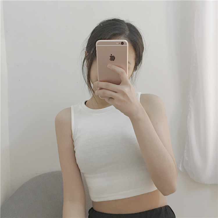 Hồng Kông-phong cách retro sling của phụ nữ mùa hè đoạn ngắn rốn không tay t-shirt bên ngoài dưới cùng của Harajuku nhỏ tươi vest top áo kiểu đẹp