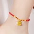 Dây thừng vàng đỏ Vòng chân lợn hoàng đạo nam và nữ bé 3D cứng vàng cuộc sống nhiều năm chân vàng chuyển hạt Wang Fortune điều chỉnh - Vòng chân lắc chân nữ handmade Vòng chân