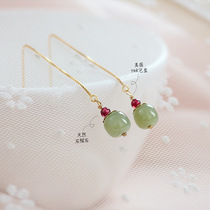 Natural And Fields Jade Pomegranate Stone Eardrops Woman Temperament Superior Atmospheric Earline 14k Real Gold Brief Earrings Earrings