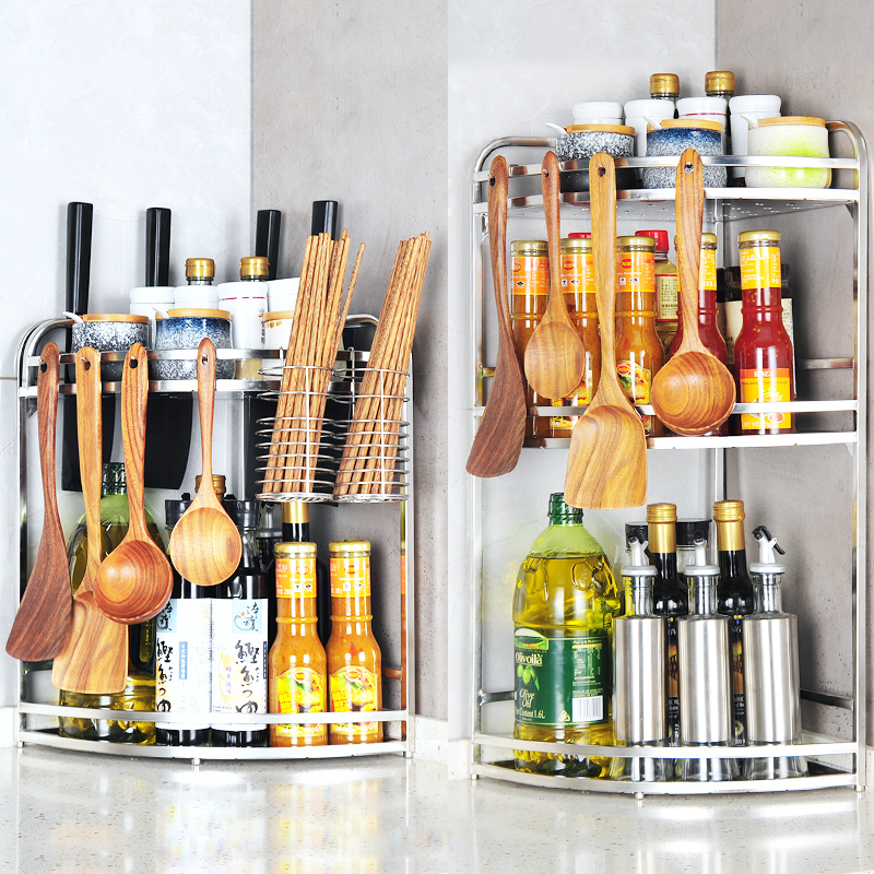 one thousand STAINLESS STEEL KITCHEN SHELVE CORNER RACK TRIPOD WALL-MOUNTED GROUND SEASONING HOLDER OF THE SHELF HOLDER OF THE SHELF