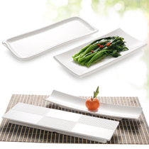 Melamine imitation porcelain tableware long plate cold plate white creative hotel sushi rectangular plastic plate flat plate