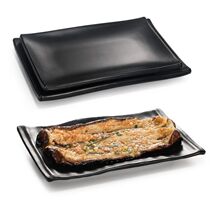 Kaibo Yamin plate rectangular black imitation porcelain barbecue shop creative specialty tableware plastic string plate commercial