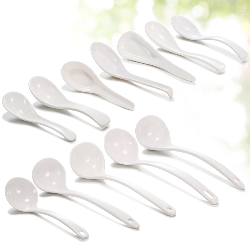 Melamine Plastic Small Spoon Broth Tablespoon Home Dining Room Hotel White Kung Fu Long Handle Spoon With Hook Spoon Tortoise Shell Spoon