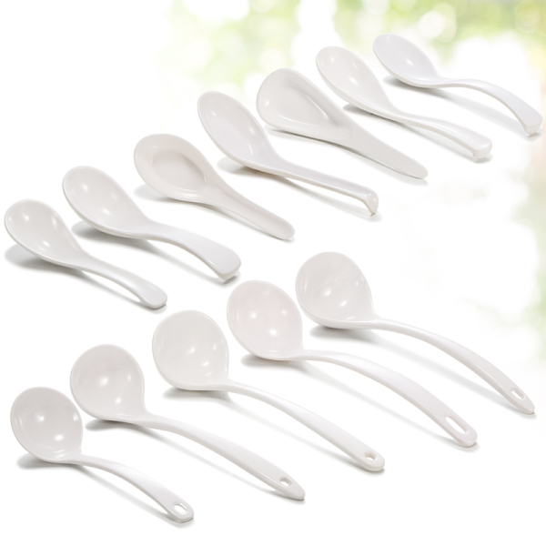 Melamine Plastic Small Spoon Spoon Soup Spoon Household Restaurant Restaurant White Kung Fu Long Handle Spoon with Hook Spoon Shell of Turtle Spoon