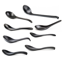 Kaibaya melamine spoon Black Japanese and Korean restaurant noodle restaurant imitation porcelain spoon spoon spoon Turtle shell spoon Long handle with hook