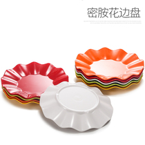 Kaibaya melamine melamine color plate Plastic snack fruit plate Creative round lotus leaf lace hot pot dish