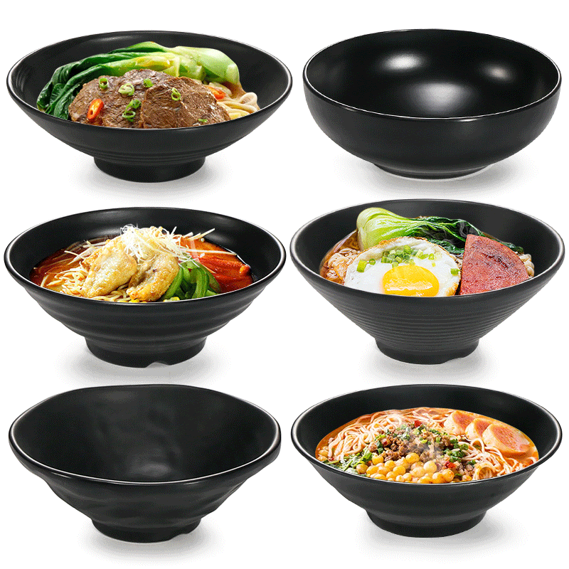 Kebai Yamamide Bowl Commercial Imitation Porcelain Dining Room Cutlery Plastic Bowl Black Pull Noodles Spicy Hot Bowl Soup Pink Noodle Bowl