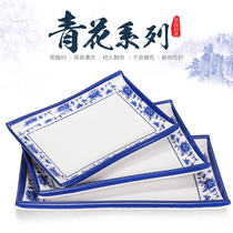 Kaibo Yamin Blue and White Porcelain Plate Plastic Plate Rectangular Bamboo Plate Saucer Snack Saucers Commercial