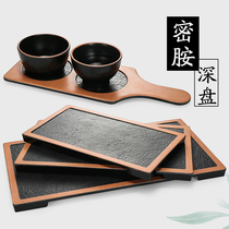 Kaibo Ya melamine rectangular plate imitation porcelain Western food creative barbecue restaurant tableware plastic flat plate sushi plate