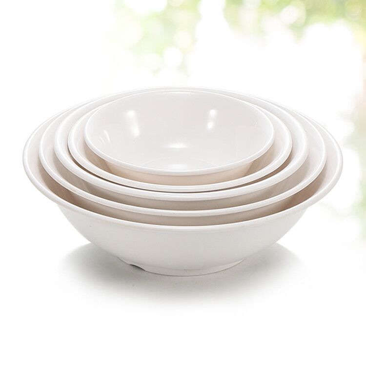 Kaiboya melamine white plastic shallow mouth anti-mouth bucket bowl imitation porcelain fast food restaurant breakfast porridge bowl soup bowl commercial instant noodle bowl