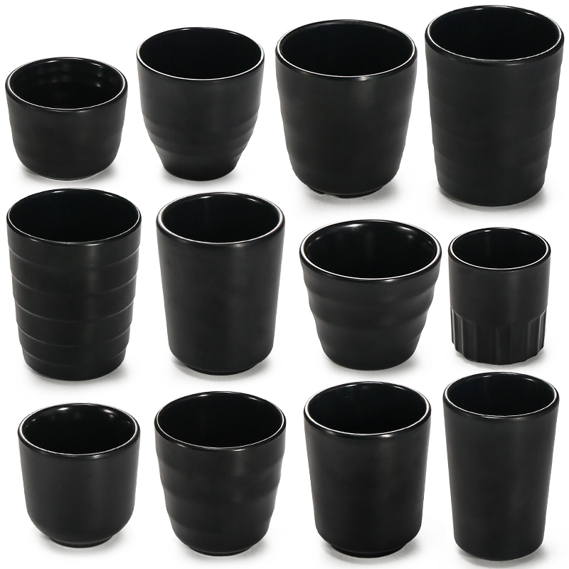Melamine Cup Black Matte Japanese Tableware Hotel Restaurant Restaurant Imitation Porcelain Plastic Water Cup Tea Cup Wine Cup Cup