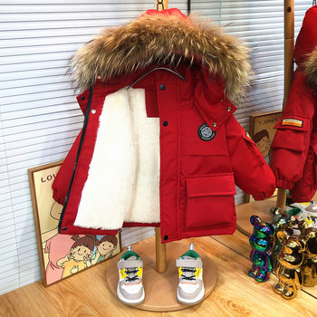 Children's down Jacket Winter 2026 New Thickened Red Coat for Boys and Girls, Popular Winter Clothing for New Year Celebrations