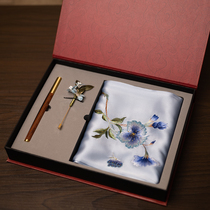 Suzhou embroidered scarf silk embroidery scarf handmade velvet flower brooch gift box national style characteristic business gift