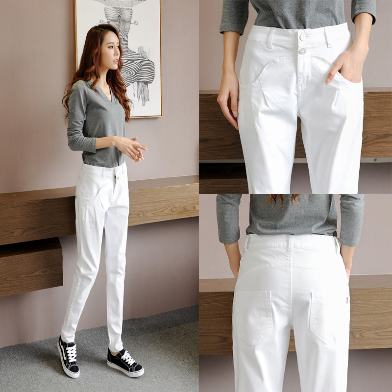 White high-waisted jeans women's nine-point pants loose summer 2021 thin thin pants radish dad pants