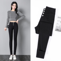 Black jeans women thin 2021 Spring and Autumn New elastic nine foot pants tight high waist trousers summer