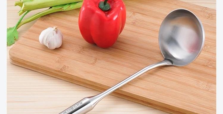 Thép không gỉ 304 muỗng súp cháo lớn muỗng cháo thìa dày tay cầm dài vỏ súp một muỗng súp dụng cụ nhà bếp nhà bếp đồ dùng nhà bếp thông minh
