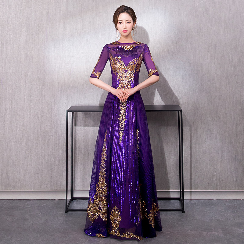 Host Evening Dress Lady 2022 New High-end Banquet Noble Long Version Foreign Dress Temperament Chorus End Atmosphere
