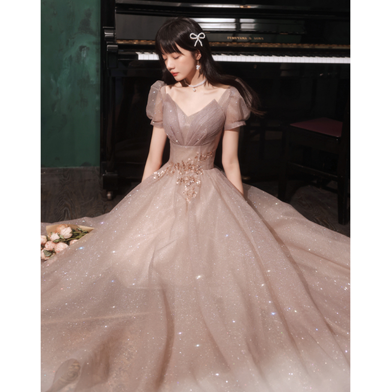 High-End Evening Dress for Female Host, Graduation, Coming-Of-Age Ceremony, Light Luxury, Niche French Bridesmaid Dress, High-End Engagement Dress