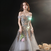 Style small evening dress Dress Banquet Temperament High-end name Yuanyuan Birthday Light Extravaganza Superior Texture Women Short summer