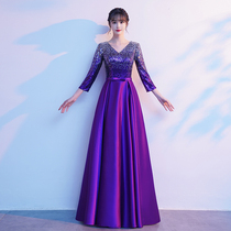 Red song choir stage performance costume summer adult temperament solo conductor art test host sequin dress