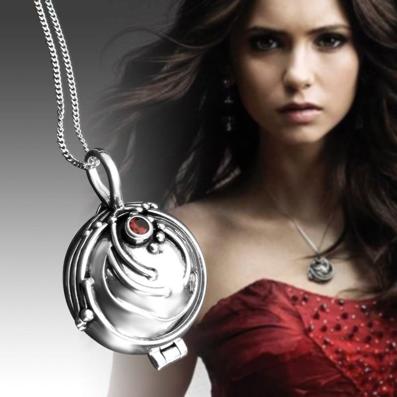 Vampire Diaries Verbena Round Box Silver Necklace Women's Pendant Sterling Silver Jewelry That Can Hold Things