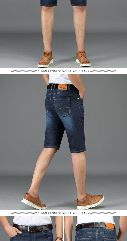 quần short denim mùa hè phần mỏng đàn ông bình thường của nam giới lăm quần ống chẽn lỏng bình thường của 5 mùa hè quần màu sáng