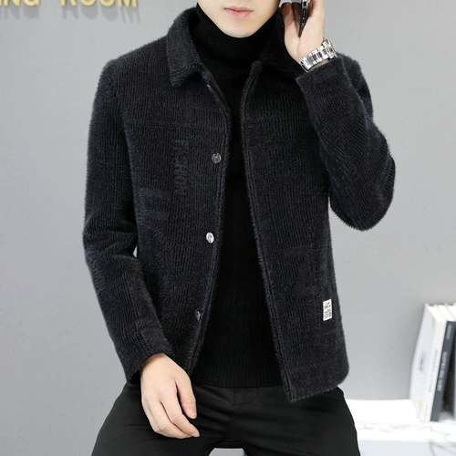 Демисезонная бархатная трендовая куртка для отдыха, шерстяное пальто, плащ, 2024 года, увеличенная толщина