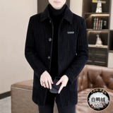 Зимнее длинное шерстяное пальто для мальчиков, плащ, элитный пуховик, средней длины, увеличенная толщина, в корейском стиле