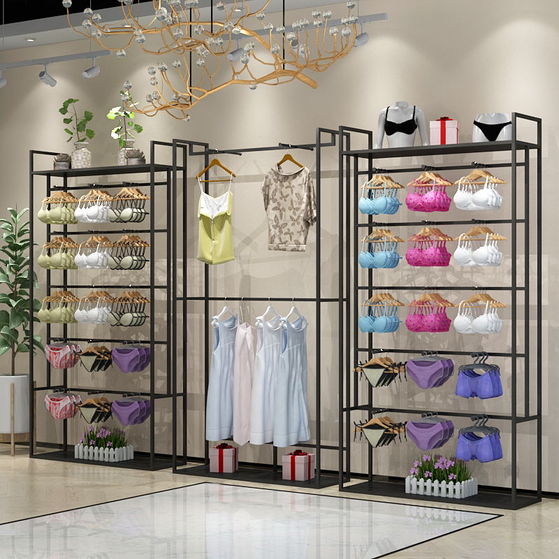Lingerie Store Display Rack Multilayer Underwear Shelf Sleepwear Floor Style Bra Shelving Display Cabinet Combined Clothing Racks