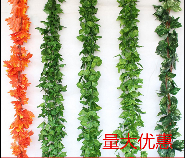 新品仿真花草葡萄叶藤条塑料假花绿萝爬山虎藤蔓客厅装饰绿叶植物