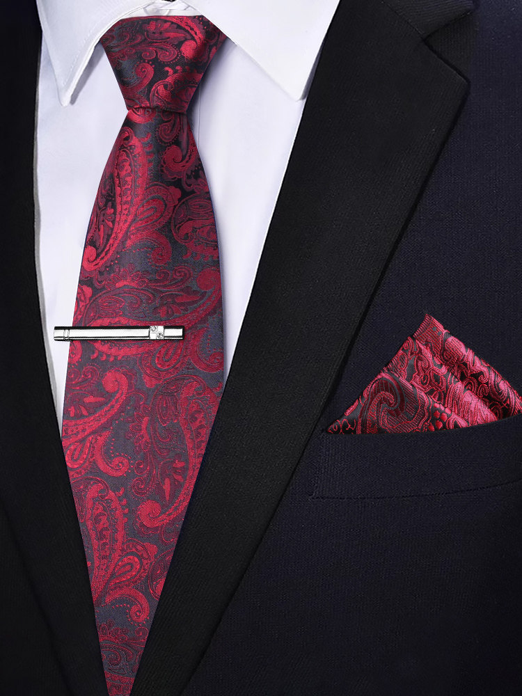 Wine Red Wedding Tie for Groom and Groomsmen, Zipper Style, No Need to Tie, Hand-Tied Formal Suit, Lazy Style