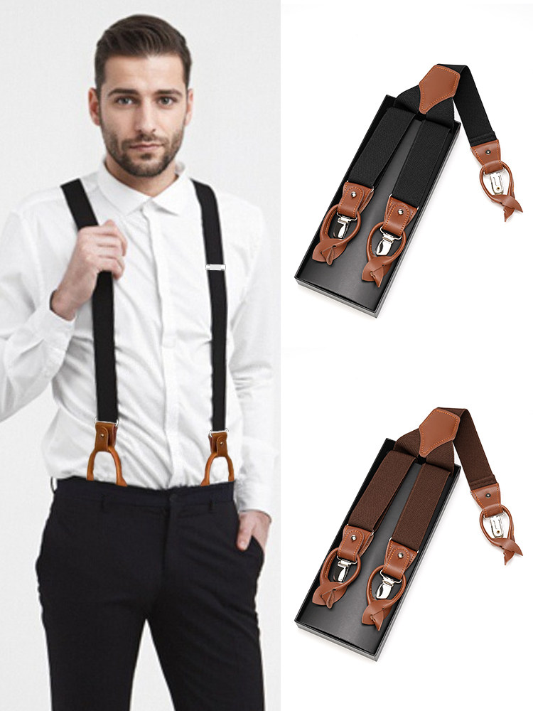 Men's Suspenders New Style Elastic Non-Slip Stretch Suit Suspenders Clip-On Suit Suspenders Adult Shirt Suspenders